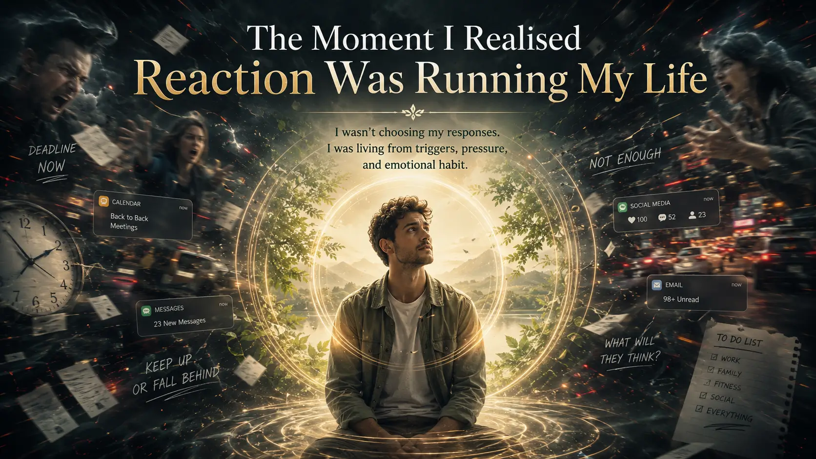 The Moment I Realised Reaction Was Running My Life blog image showing calm awareness under pressure